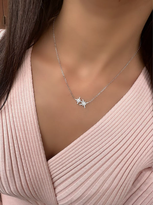 Two Combined North Stars Necklace