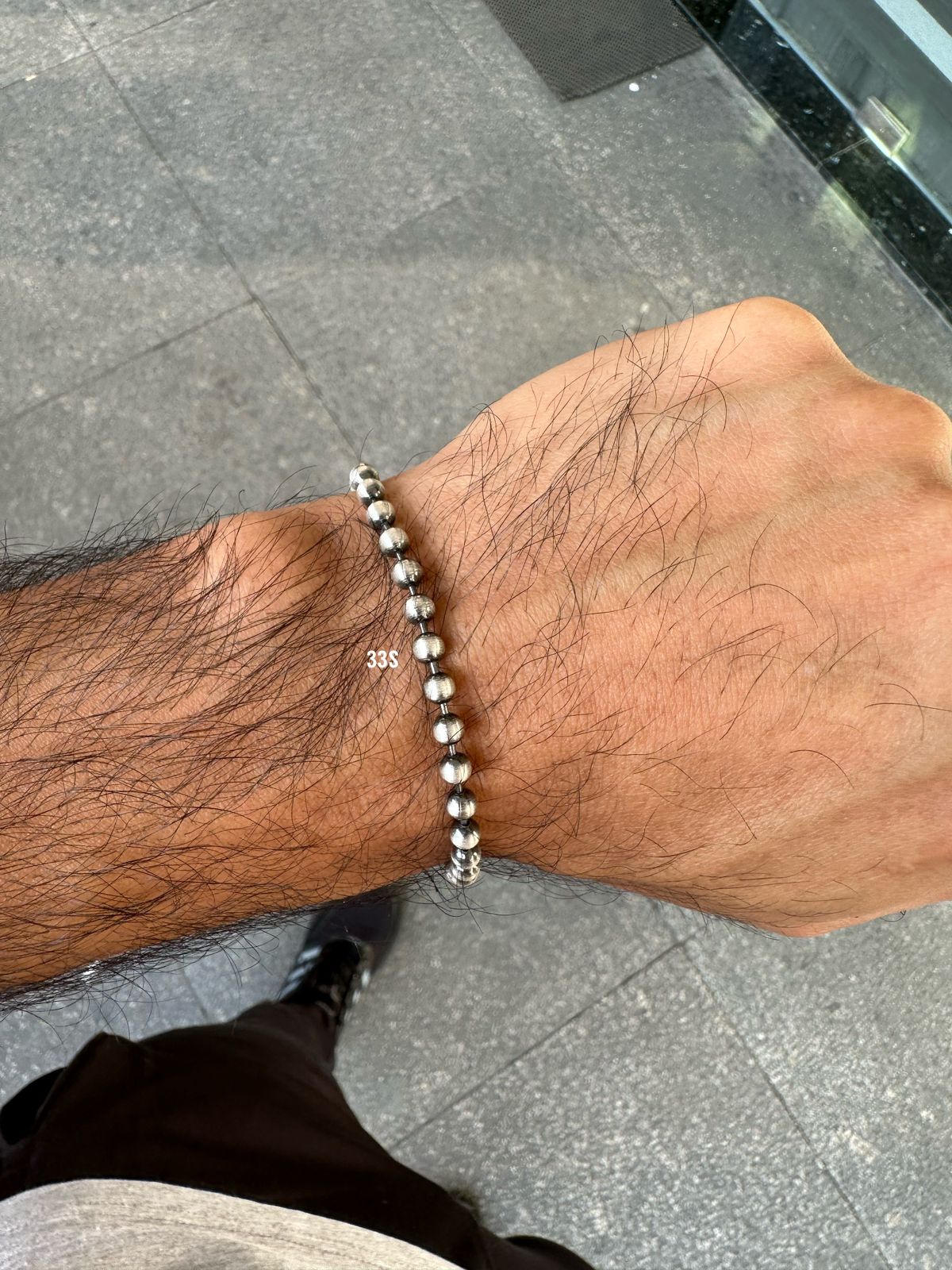 Men's Grey Pearl Chain Bracelet