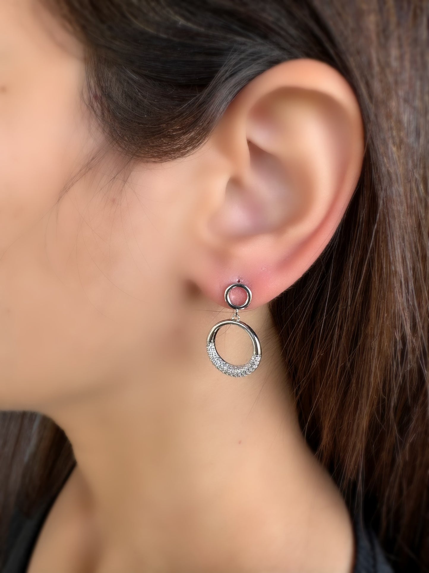 Drop Earrings Two Circles Design